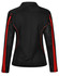 A black long sleeve polo shirt featuring red accents and mesh detailing, with a small logo.