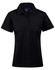 Black ladies' short-sleeve polo shirt with a classic collar and branded label. 