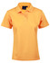 A ladies' short-sleeve polo shirt in bright orange with a collar and a logo on the upper section.