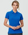 A blue ladies' polo shirt made from bamboo charcoal fabric, featuring a collar and a logo.