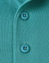 A close-up of a teal men's polo shirt, featuring buttons and a textured fabric.