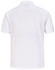 A white men's sustainable poly/cotton corporate short-sleeve polo shirt, featuring a collar and a back view.