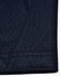 A close-up of the navy fabric of a polo shirt showcasing textured stitching details.