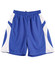 Kid's basketball shorts in blue with white mesh panels and an elastic waistband. Features a logo on the front.