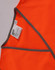 An orange safety vest with contrasting grey trim and an inner label, designed for children's safety wear.