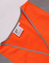 An orange safety vest featuring grey shoulder reflective tapes and a tag inside.