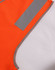 An orange safety vest featuring grey shoulder reflective tape and a grey trim. It has an included branding logo.