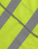A bright yellow safety vest featuring grey reflective shoulder tapes, along with a logo.