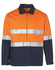Hi-Vis two-tone work jacket in orange and navy, featuring 3M reflective tape and a logo.