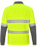 A high-visibility long-sleeve polo in bright yellow with grey accents and reflective stripes, featuring a logo.