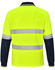 A long-sleeved, unisex safety polo shirt in high-visibility yellow with navy blue sleeves and reflective strips.
