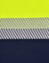 A segmented fabric featuring bright yellow and navy blue, with a pattern of grey stripes. The material is textured and breathable.