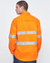 An orange long-sleeve work shirt with perforated tape detail and reflective stripes on the back.