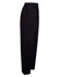 Black adult fleecy track pants with a relaxed fit and elastic waistband. Features include a drawstring and a logo.