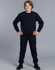 Kid's black fleecy trackpants with zip, cuffs, knee padding, and pockets, featuring a logo.
