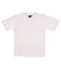 A plain white kids' T-shirt featuring a round neck and short sleeves, with a logo on the inner label.