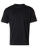 A black short sleeve t-shirt for kids, featuring a simple design and a logo on the label.