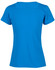 A blue ladies' t-shirt with a fitted design and short sleeves, featuring a textured back panel and branding.
