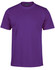 A purple men's cotton semi-fitted tee featuring a round neckline and short sleeves. It has a logo at the neck.