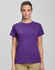 A ladies' semi-fitted tee in purple, featuring short sleeves and a round neckline. Includes a logo.