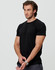 A black men's premium cotton tee displayed on a model, featuring short sleeves and a standard fit.