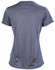 A grey short sleeve tee with a smooth fabric texture and a logo on the back.