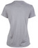 A grey ladies' short sleeve tee with a fitted style and a simple design, featuring a logo on the back.