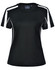 A ladies' short-sleeve T-shirt in black with white panel accents and a logo. Features a sporty design and mesh elements.