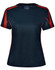 A Ladies' Truedry Fashion short-sleeve T-shirt in black with red accents and mesh detail on the shoulders.