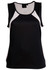 A black ladies' sprint singlet with white mesh side panels. The top features a standard sleeveless design and a logo.