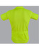 A unisex cycling top in bright yellow with a back pocket and a logo.