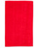 A red golf towel measuring 38 x 65 cm, with a plain design and a logo at one corner.