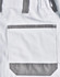 A pair of white unisex cargo work pants featuring grey accents and a large back pocket.