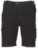 Work shorts in black with multiple pockets and a durable design. The garment features a logo on the side.