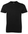 A black V-neck T-shirt featuring short sleeves and a subtle label logo.