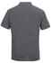 A grey polo shirt featuring a short sleeve design and a collar. The back view displays a simple and clean style.