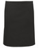 A black apron with a simple design, featuring a logo on a plain background.