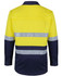 A long-sleeve work shirt in yellow and navy, featuring reflective tape for visibility and a brand logo.