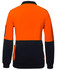 A fleece jumper in vibrant orange and black, featuring a zip neckline and a side pocket.
