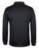 A long-sleeve polo shirt in black featuring a subtle textured pattern and a logo on the side.