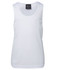 A black kids' poly singlet with a round neckline and a logo on the label. Suitable for active wear.
