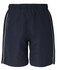 Dress shorts in navy with white piping, featuring an elastic waistband and a simple logo.