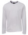A white long-sleeve T-shirt displayed against a plain background, featuring a logo.