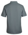 A polo shirt in a muted green colour, featuring a textured fabric and a collar. The back view is displayed. 
