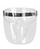 A clear face mask and goggle combination featuring adjustable straps and a logo at the top.