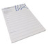 A5 writing pad featuring a white background with blue lines and a header section. It has a logo at the top.