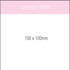 A white adhesive strip with dimensions of 100 x 100mm, featuring a simple design and branding at the top.