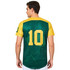 A green and yellow men's 100% polyester baseball jersey featuring the number 10 and a logo.