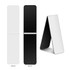 A black and white fridge magnet and bookmark with a sleek design, featuring a front and back view.