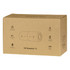 A brown cardboard box containing a Breakaway Bluetooth speaker, featuring a logo and illustrations of its features.